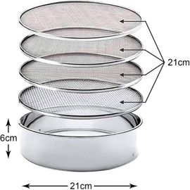 Vaishnavi Creations 4 In 1 Stainless Steel Interchangeable Sieve Set of 5 Flour Spices Food Strainers Atta Chalni Jaali Channi Atta, Maida Strainer - Silver, Length 8 Inch, Width Height 2.5 Inch