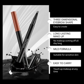 Quad Fork Eyebrow Pencil Micro Fork Tip Applicator Waterproof Sweatproof Long Lasting Eyebrow Pencil Moisturizing Nourishing Makeup Holding (brown)