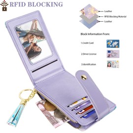 Slim Card Holder Wallet for Women RFID Blocking Leather Multi Card Bifold Wallet with Tassel Zipper Coin Pocket,Gradient Marble