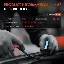 A-Premium 50PCS Nylon Retainer Clip Fasteners Compatible with Lexus IS F 2008-2014, GX460 2010-2016, IS250 2006-2013, IS350 2006-2013