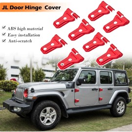 Bonbo Red Door Hinge Protect Cover Trim Fit For Jeep Wrangler JL 4 Door & 2 Door