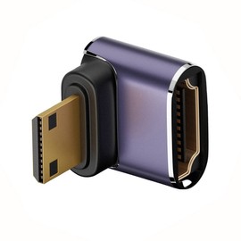 xiwai 8K 60hz HDTV Mini HDMI 90 Degree Extender Gold Converter, Up Angled Mini HDMI Male to Female HDMI 2.1 UHD Extension Adapter
