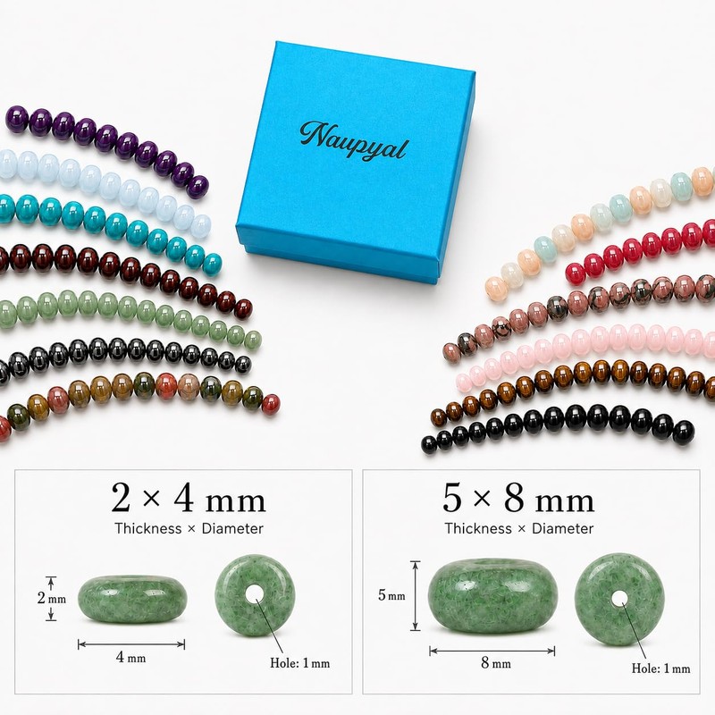 Muliteolor Rondelle Gemstone Beads 4x2mm, 150PCS Natural Stone Spacer Beads