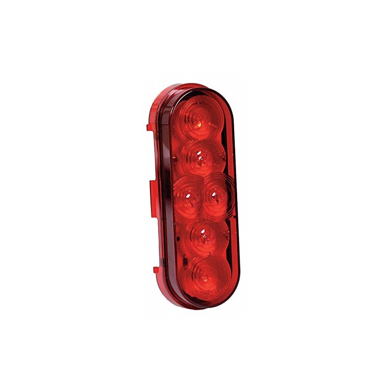 Stop/Tail/Turn Light, 6LED, 6x3In, Oval, Red