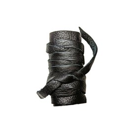 Leather Hair Wrap, Ponytail Wrap, Ponytail Holder, Hair Tie, Men's Viking Hair Wrap Warrior Style (Large, Black)