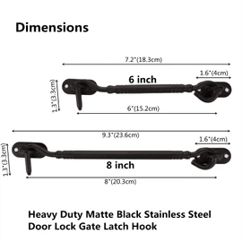 Bilyglewarwof Barn Door Hook and Eye Latch 8inch Heavy Duty Solid Extra Thicken,Sliding Door Lock Barn Gate Latch Privacy Hook and Eye Latch Black (8inch, Black)