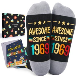 HAPPYPOP 1969 Birthday Gift Ideas for Men Women - Socks for 55 Year Old Middle Aged Man Woman, Best Gifts for 55 Year Olds, 55th Birthday Gifts for Him Her