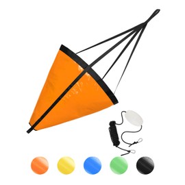 BLUEWING 42" Drift Sock Sea Anchors with Buoy Ball Float Leash 840D Nylon Parachute Fishing Drogue for Marine/Jet Ski/Sail Boat Orange