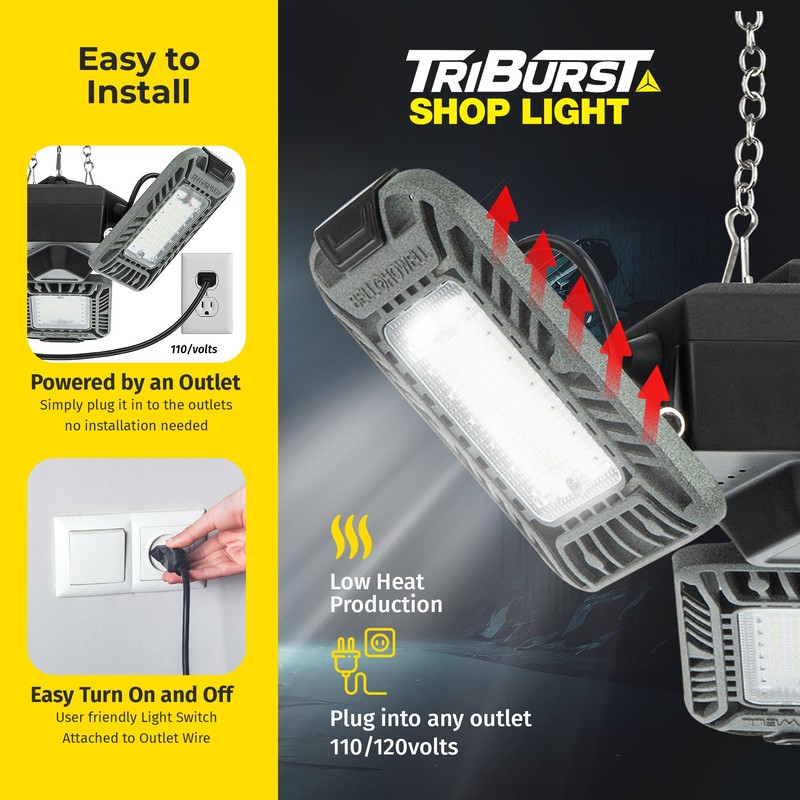 Triburst LED Shop Lights for Workshop, 4000 Lumens Super Bright