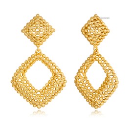 YUJIE Gold Statement Earrings for Women Drop Dangle Earrings Trendy Geometric Circle Rhombus Fashion Jewelry