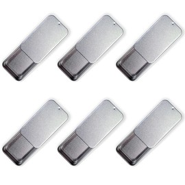 6PCS Rectangular Tin Boxes with Lids,Frosted Silver Metal Slide Top Tin Containers For Home Storage Organizer,6cm*3.4cm*1.1cm