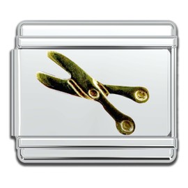 Fablinks Italian Bracelet Charms, 9mm Stainless Steel Charm Link for Women, Modular Jewelry Links for Men (Scissors)