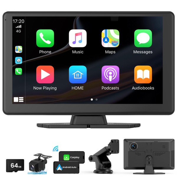 VyKure Portable Carplay Screen for Car 5K Dash Cam, 9"