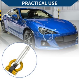 Hihaha Tow Hook / Universal Car Front Bumper Tow Hook / Durable Metal Swivel Tow Hook Ring for Toyota Yaris EP 23.0cm 1pc Gold Tone
