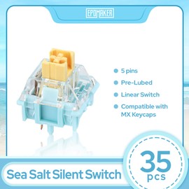 EPOMAKER Sea Salt Silent Mechanical Keyboard Switches Set, 5-Pin Switch, Pre-Lubed Linear Switch with LED Slot, 35 Pieces for Mechanical Keyboard