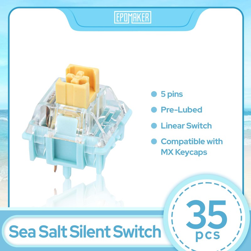 EPOMAKER Sea Salt Silent Mechanical Keyboard Switches Set, 5-Pin Switch,