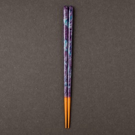 Hashikura Matsukan G-81132 Chopsticks Dishwasher-Safe, Natural Wood, Unisex, 8.9 inches (22.5 cm), Unisex, Crystal, Painting, Wisteria Flower, Purple, Blue, Made in Japan