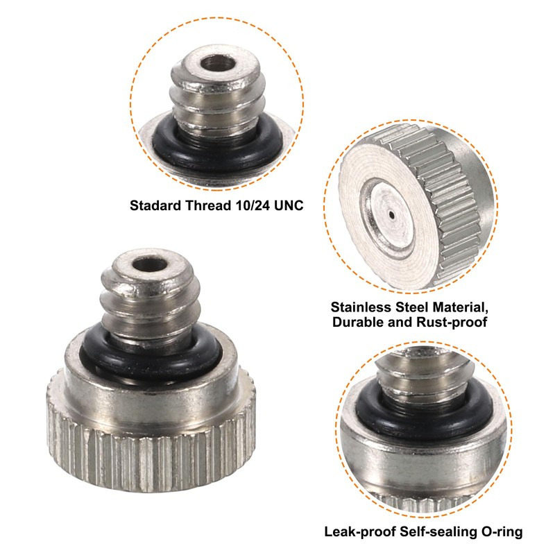 sourcing map Stainless Steel Misting Nozzle, 10/24 UNC 0.7mm Orifice