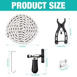 LYPPUL Fahrradkette, 6/7/8 Fach Fahrrad Kette, Fahrradkette Werkzeug Set mit Kettenschloss Zange Kettenbrecher und Kettenschloss, Fahrradketten 1/2 x 3/32 Inch116 Glieder für Rennräder Mountainbikes
