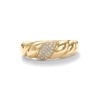 PAVOI 14K Yellow Gold Plated Cubic Zirconia Croissant Ring Twisted