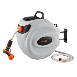 VEVOR Retractable Hose Reel Water Hose Reel 130'x1/2" 180degrees Swivel Wall-Mountedcolor: default