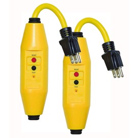 Tower Manufacturing 30438023 Heavy Duty Commercial Grade 15 AMP Auto-Reset Inline User Attachable GFCI Plug, Yellow - [2 Pack]