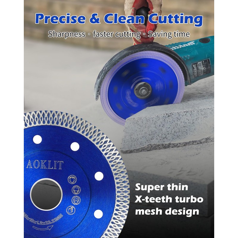 AOKLIT 4.5 inch Super Thin Diamond Blade for Angle Grinder,