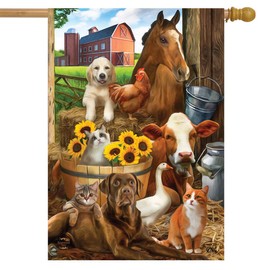 Briarwood Lane The Gang's All Here Summer House Flag Farm Animals Cow 28" x 40"