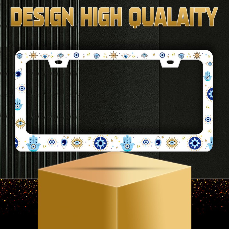 Personalise Evil Eye Stainless Steel License Plate Frame Fits US