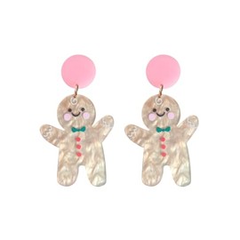Christmas Earrings for Women Gingerbread Dinosaur Rainbow Earrings Holiday Acrylic Earrings Christmas Jewelry Gift (Gingerbread)