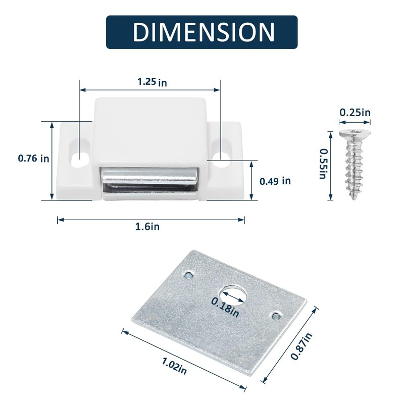 BokWin 12 PCS Magnetic Door Catch,Single Magnetic Catch White-15lb High