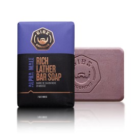 GIBS Alpha Male, Rich Lather, Long-Lasting, Vanilla, 7oz Bar Soap