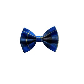 New Dogs Bow Tie Tartan woven Elastic Band attach COLLAR ACCESSORY Handmade UK (Small Tartan Blue)