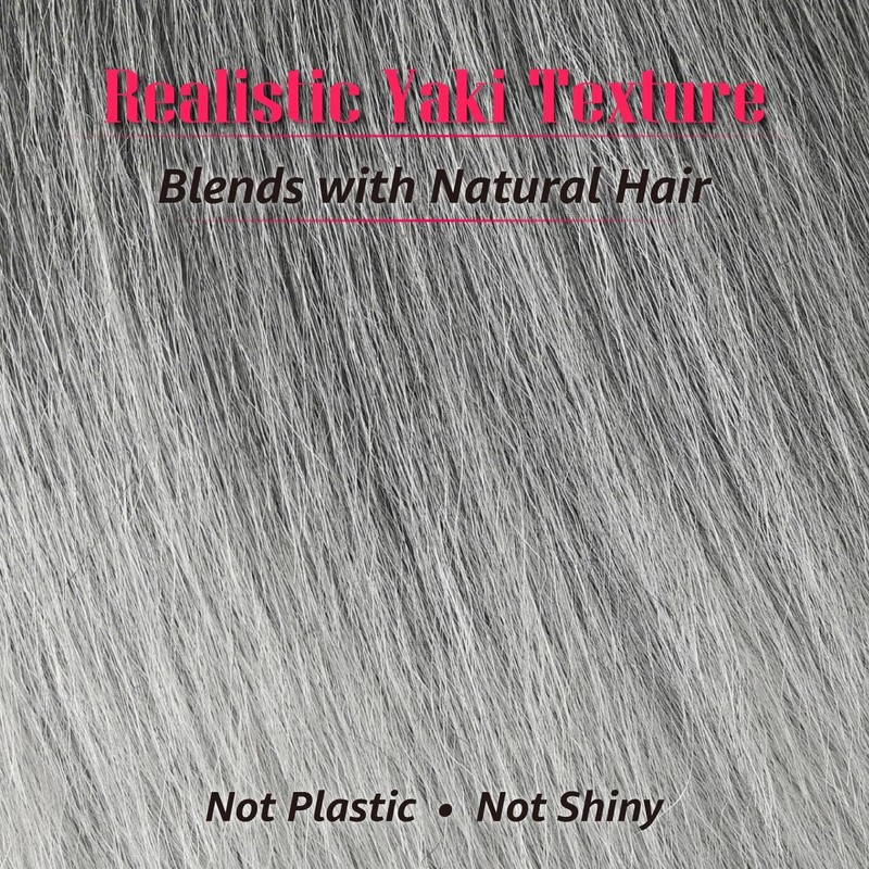Yaki Straight Ponytail Extension for Black Women,16 Inch Synthetic Wrap-Around