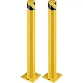 42-Inch Height Safety Bollard 4.5-Inch Diameter Yellow Steel Pipe 8 Anchor Bolts Traffic-Sensitive Area Traffic BarriersDefault: Default