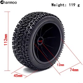 Chanmoo - Ruedas y neumáticos de camión de campo corto RC de 1/10 con neumáticos hexagonales de 12 mm escala 1:10 todoterreno para coche todoterreno 1/10 RC Traxxas TRX4 Slash Arrma Losi Tenacity Vkar