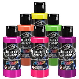 Createx Wicked Colors Fluorescent Set Airbrush Paint Water Based 6 * 2oz W103