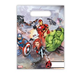 Procos 87969 - Party-Beutel Mighty Avengers, 6 Stück, Größe 23 x 16,5 cm, mit Tragelasche, Tüten, Give-Away, Gast-Geschenk, Geburtstag, Mottoparty