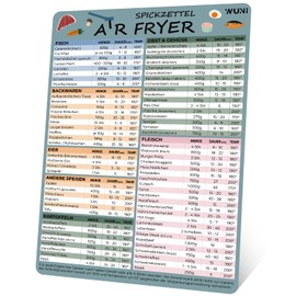WUNI Airfryer Accessories - Magnetic Airfryer Guide with Temperature, Duration & Quantity - German Airfyer Cookbook - Ninja Hot Air Fryer Accessories - Scandi Light