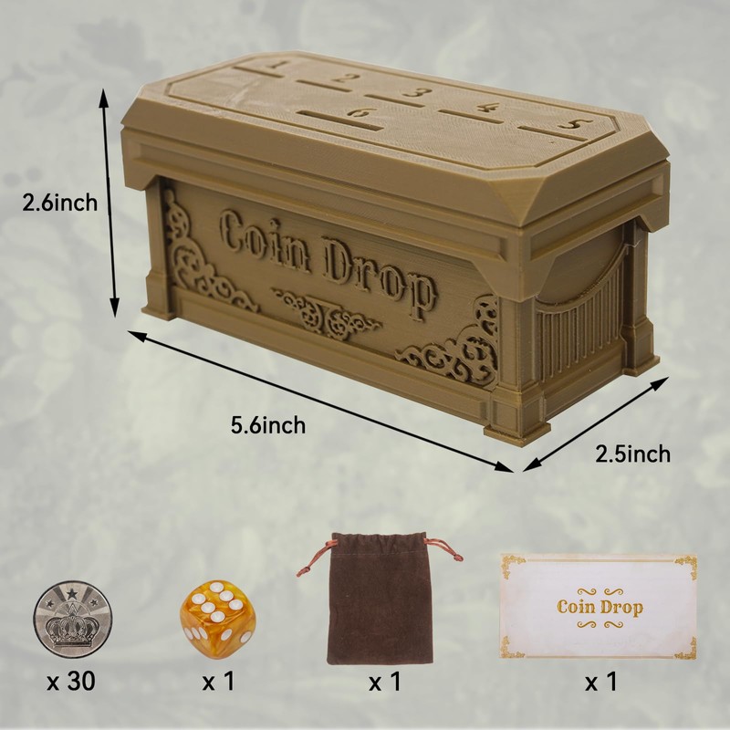Penny Game with 30 Metal Coins,1 Dice,Coin Drop Game,A Fun