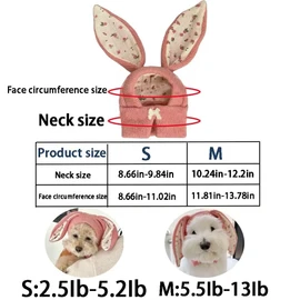 Pink Rabbit Quiet Ears for Dogs, Dog Ear Muffs Noise Protection Knitted Dog Hats Pet Ears Warm Dog Ear Cover Winter Hat Dog Head Wrap Bunny Costume for Small Dogs Cats Pets (Small)