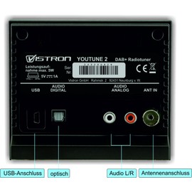 Vistron Youtune 2 DAB+ Radio Tuner, Digital DAB Radio Adapter (HiFi System + AV Receiver Extension), FM/FM Radio, Digital Radio (Youtune2)