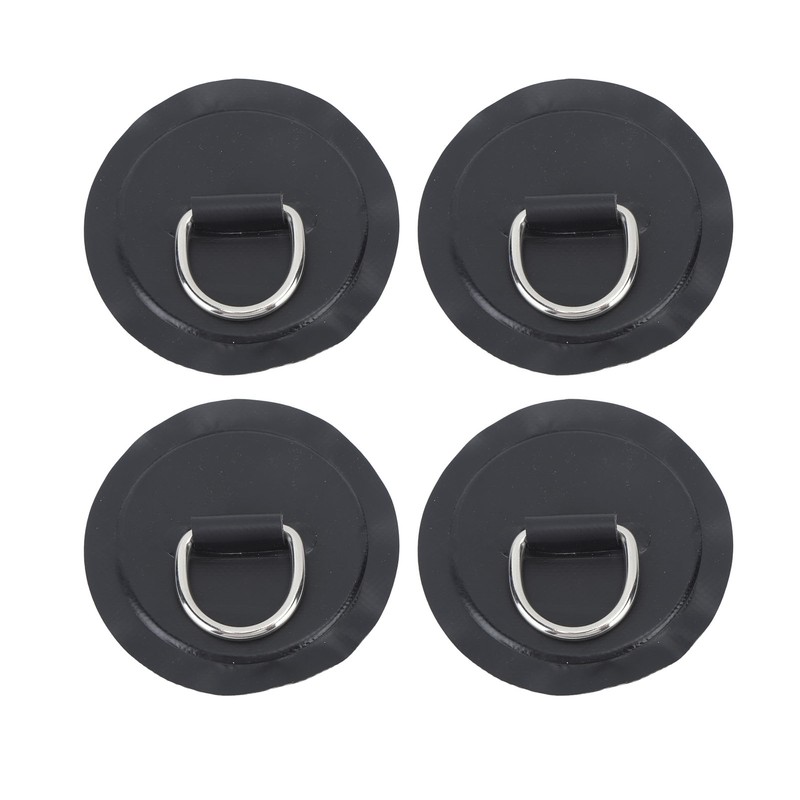 4PCS D Ring Patch PVC Round Shape Strong Stainless Steel