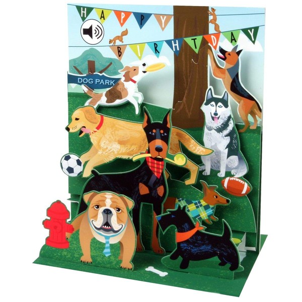 Up With Paper Pop-Up Sight 'N Sound Greeting Card - Dogs