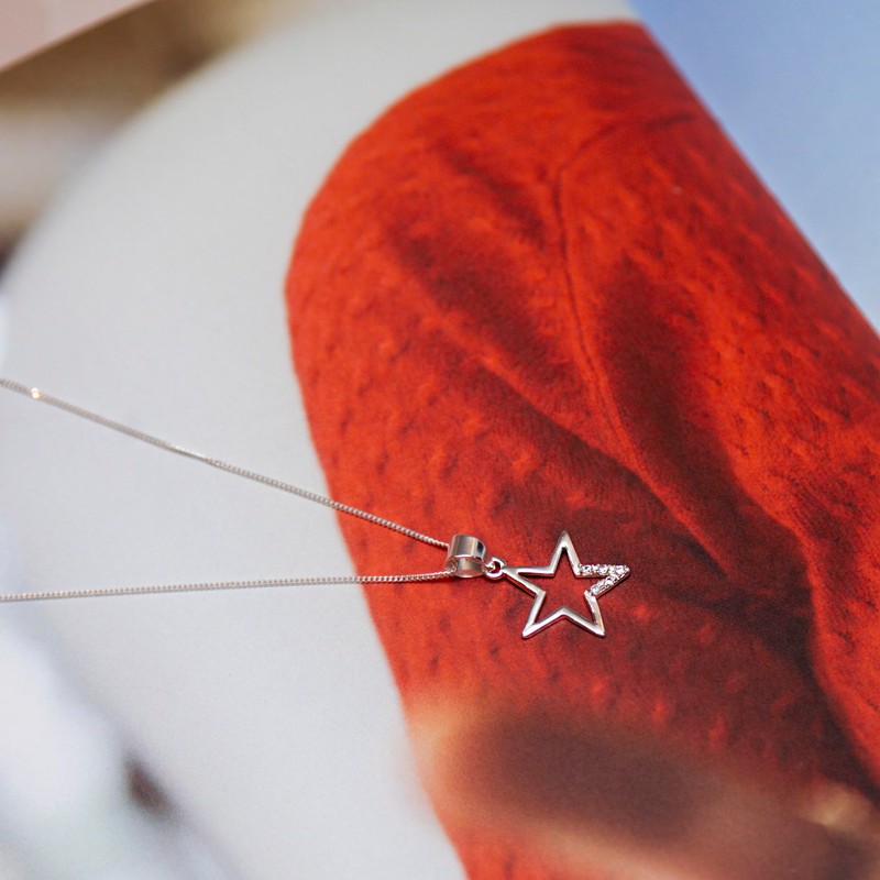 Tuscany Silver Sterling Silver Women's Cubic Zirconia Open Star Pendant