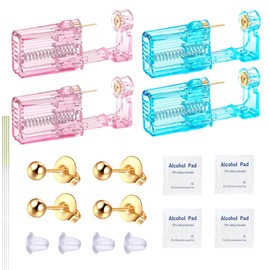 orilace Ear Piercing Kit, 20Pcs Disposable Ear Piercing Gun Kit Built-In Earring Stud At Home Self Piercing Kit Tool Easy Use for Salon Crystal Pink+ Crystal Blue (G-204)