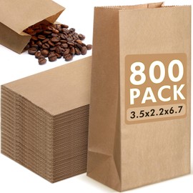 Fainne 800 Pcs Mini Size Brown Paper Bags Bulk 3.5 x 2.2 x 6.7 Inches Small Kraft Paper Snack Popcorn Bags Favor Candy Treat Bread Cookie Snack Thank You Gift Wrapping Sack