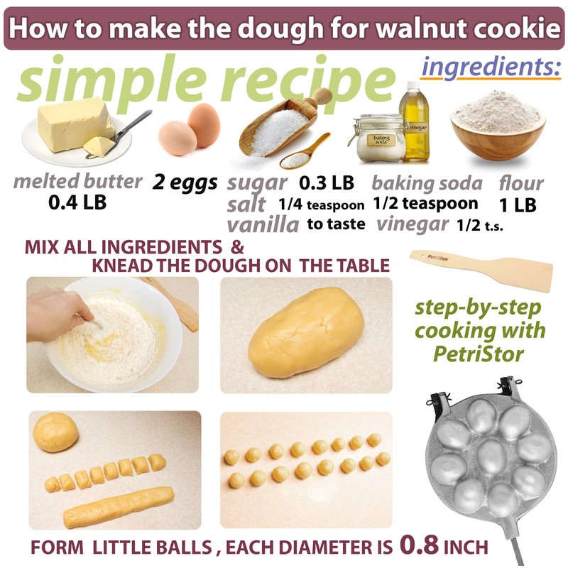 Walnut Cookie Mold Maker - Non-Stick Granite Oreshki Mold -
