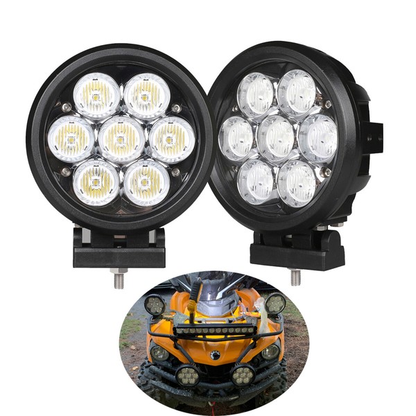 top-one-light 2X 6" 70W Round LED Work Light Flood Beam