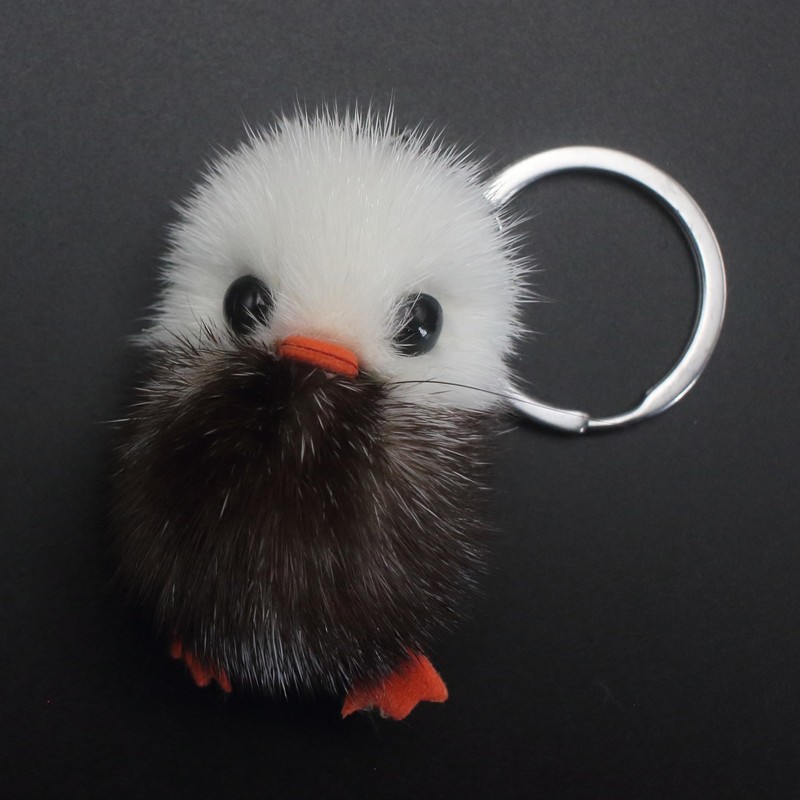 Adorable Genuine Mink Fur Duckling Keychain - Ethically Sourced, Available